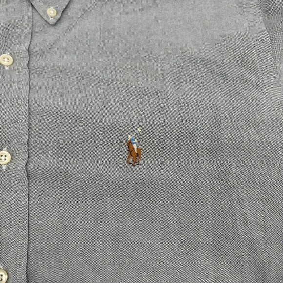 Polo Ralph Lauren Mens Oxford Button Down Shirt Gray Pony Logo Casual 15-32 M - Picture 4 of 11